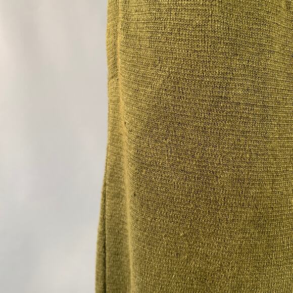 Size M Pulau Olive Knit Linen Blend Elastic Waistband Casual Pants - Picture 4 of 5